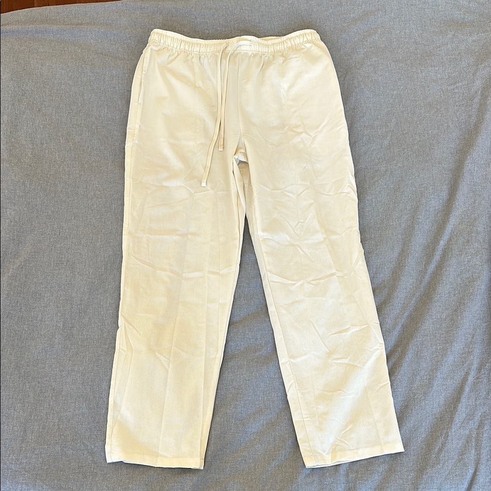Men's Beige Casual Linen Pants